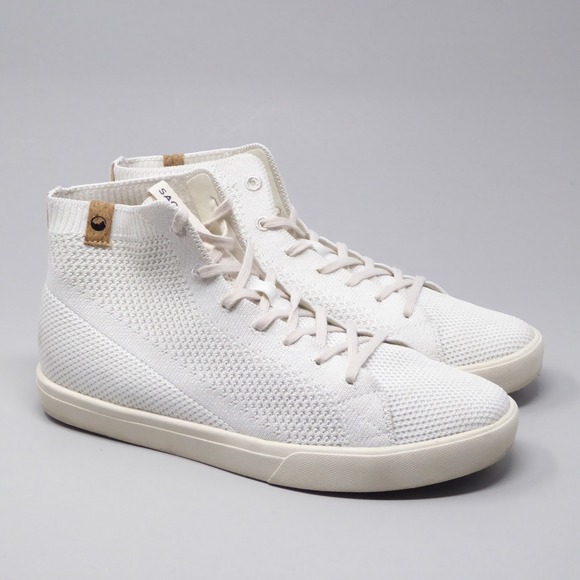 SAOLA Wanaka High Top Sneakers Off White Knit Casual Shoes Size 8.5 - Picture 1 of 8